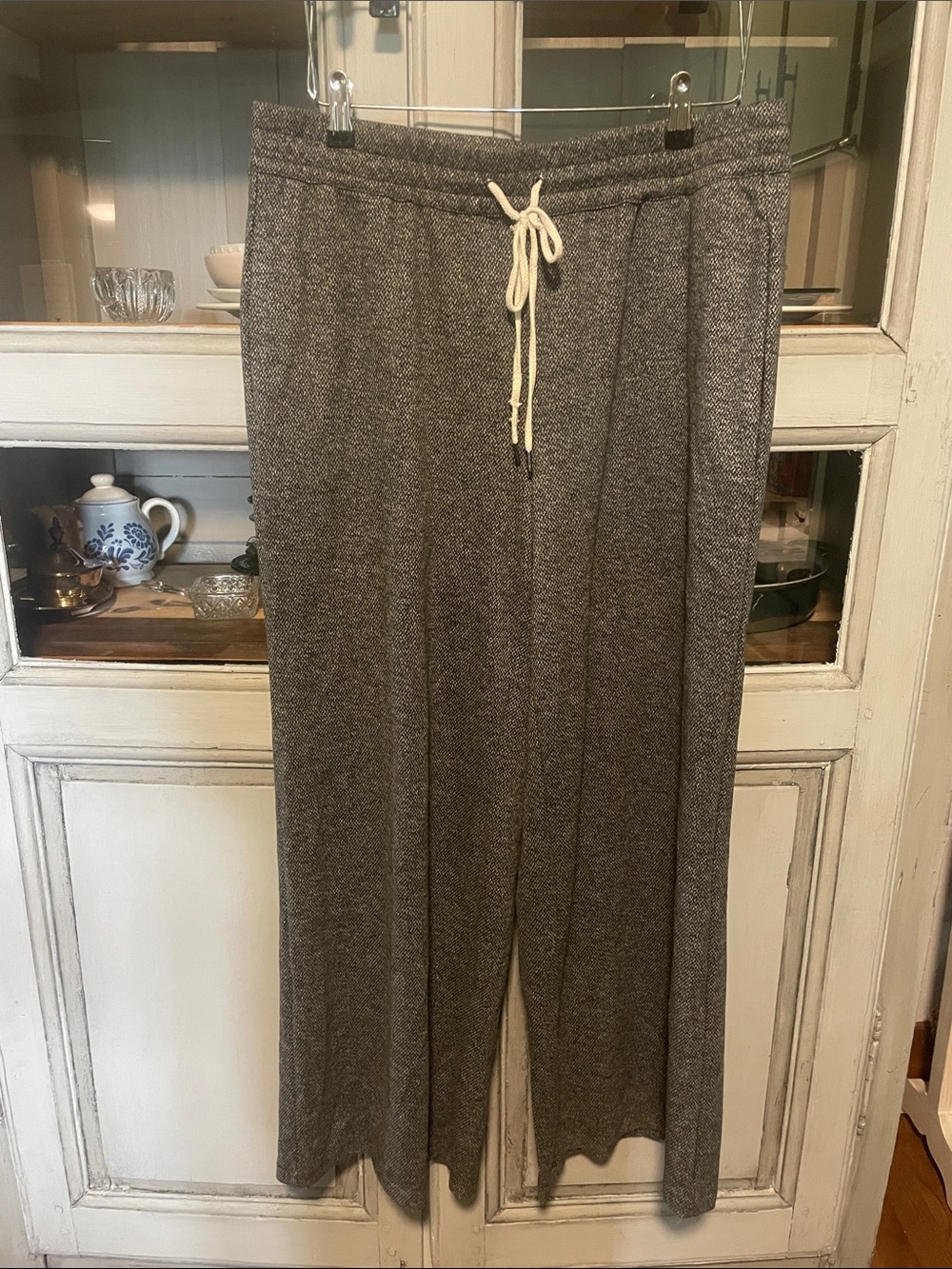 Women's Gray Wide-Leg Drawstring Pants